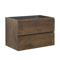 Wall mount cabinet Without basin, Walnut color, With two drawers, Pre-assembled