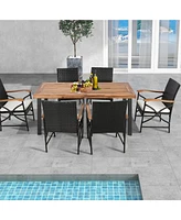 2PCS Patio Pe Wicker Dining Chairs with Soft Zippered Cushions Armchairs