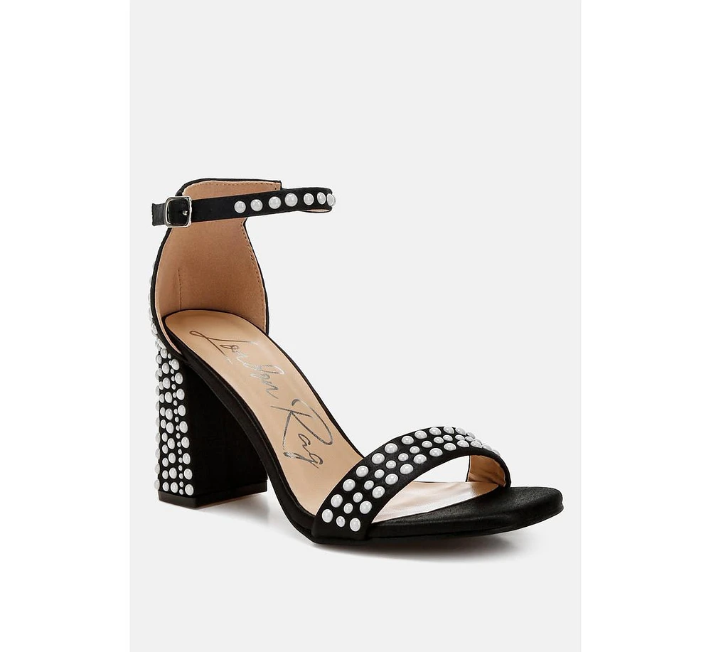 Klebba Pearls Embellished Satin Sandals