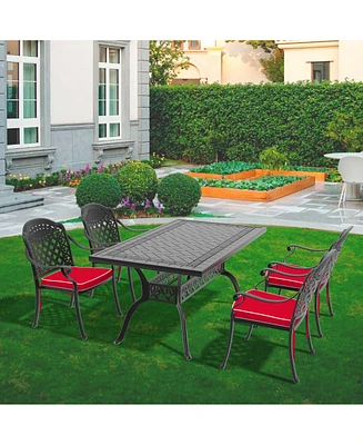 (Cushions In Random Colors)5-Piece Set Of Cast Aluminum Patio Furniture With Cushions