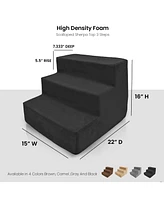 Home Base 3-Step Dogs Stairs for Bed, Dog Step for Couch and High Bed, Non Slip Ramp, High Density Foam Pet Stair for Cats and Dogs