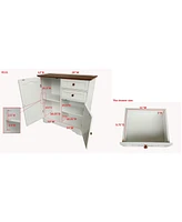 Kings Brand Furniture White / Walnut Finish Wood Kitchen Storage Buffet Cabinet