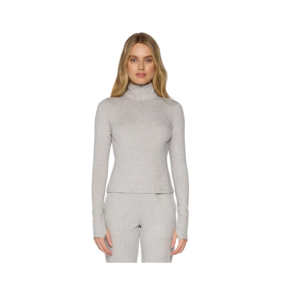 G Lifestyle Clothing Women's Soft 1/4 Zip Long Sleeve Top