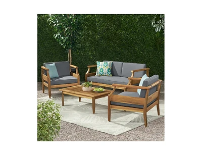 Aston Outdoor 4 Seater Chat Set With Cushions_Loveseat & Coffee Table &Club Chair