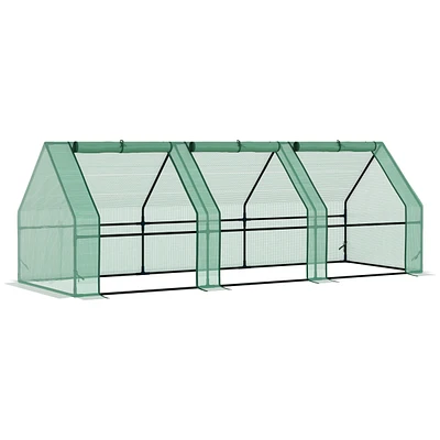 9' x 3' x 3' Portable Mini Greenhouse Outdoor Garden with Large Zipper Doors and Water/Uv Pe Cover, Green