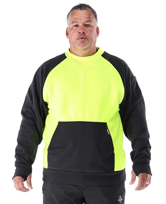 RefrigiWear Men's Two-Tone HiVis Crewneck Sweatshirt - High Visibility Safety Pullover with Contrast Design