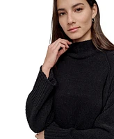 Dkny Jeans Women's Cropped Mock Neck Chenille Sweater