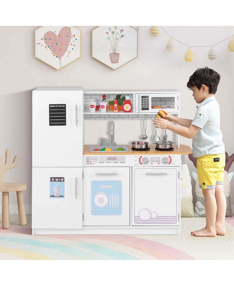 Kids Kitchen Play Set with Stove Removable Sink Oven Microwave Dish Washer