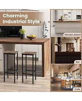 28" Bar Stools Set of 4 Backless Dining Stools with Footrest Sturdy Metal Frame