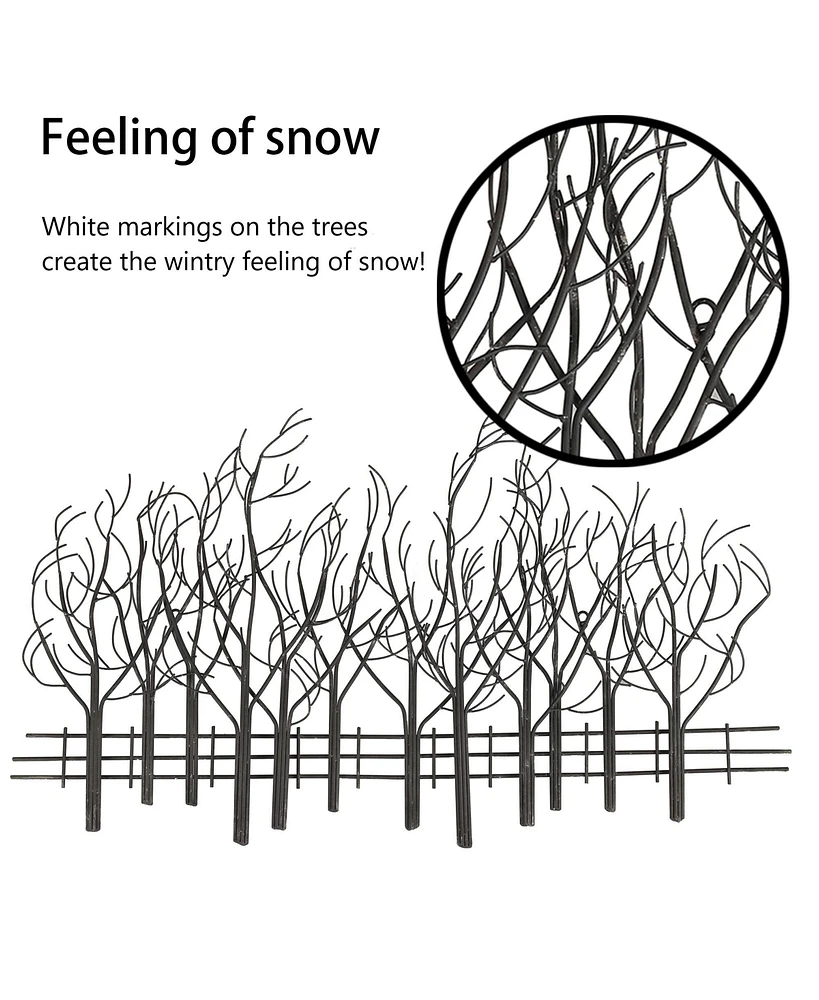 LuxenHome Snowy Black Metal Field of Trees Wall Decor