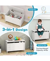 Kids Toy Box w/Safety Hinge Wood Storage Chest Flip-Top Storage Organizer
