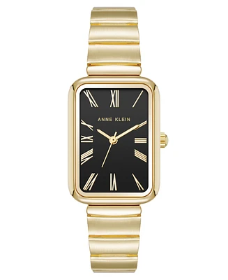 Anne Klein Women's Quartz Petite Rectangular Gold-Tone Stainless Steel Watch, 23mm