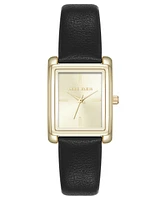 Anne Klein Women's Quartz Rectangular Faux Leather and Gold-Tone Alloy Metal Watch