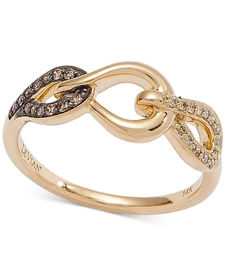 Le Vian Chocolate Diamond & Nude Diamond Interlocking Ring (1/8 ct. t.w.) in 14k Gold