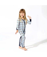 Bellabu Bear Unisex Baby Holiday Plaid Blue Convertible Footie