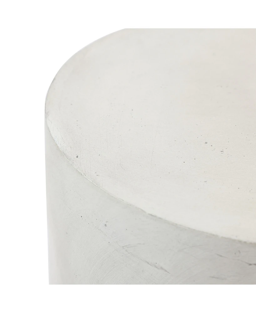 LuxenHome Gray and White Cement Round Outdoor Side Table