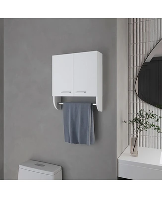 Fm Furniture Goodyear Medicine Cabinet in Melamine With a Towel Bar, White
