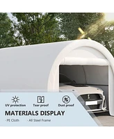 10' x 16' Carport, Heavy Duty Portable Garage Storage Tent with Large Zippered Door, Anti-uv Pe Canopy Cover for Car, Truck, Boat, Motorcycle, Bike, G