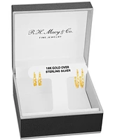 Polished Braided & Diamond-Cut Hoop Earrings Set 18k Gold over Sterling Silver, Created for Macy's