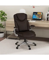 Ergonomic Office Chair Pu Leather Executive Swivel with Flip-up Armrests