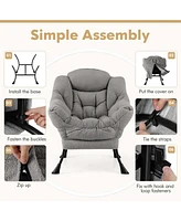 Large Lazy Chair with Cozy Head Pillow Stylish Tufted Back & Seat Armrests