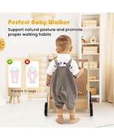 Costway Wooden Baby Walker Push & Pull Walker with Multi-Activity Center
