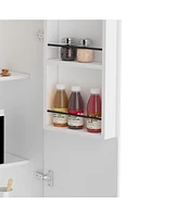 Chad Pantry Double Door Cabinet, Five Shelves,Three Interior Door Shelves, White