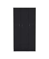 Westbury Wardrobe Armoire with 3-Doors and 2-Inner Drawers, Black
