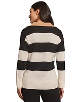 Jones New York Women's Colorblocked Stripes Polo Sweater