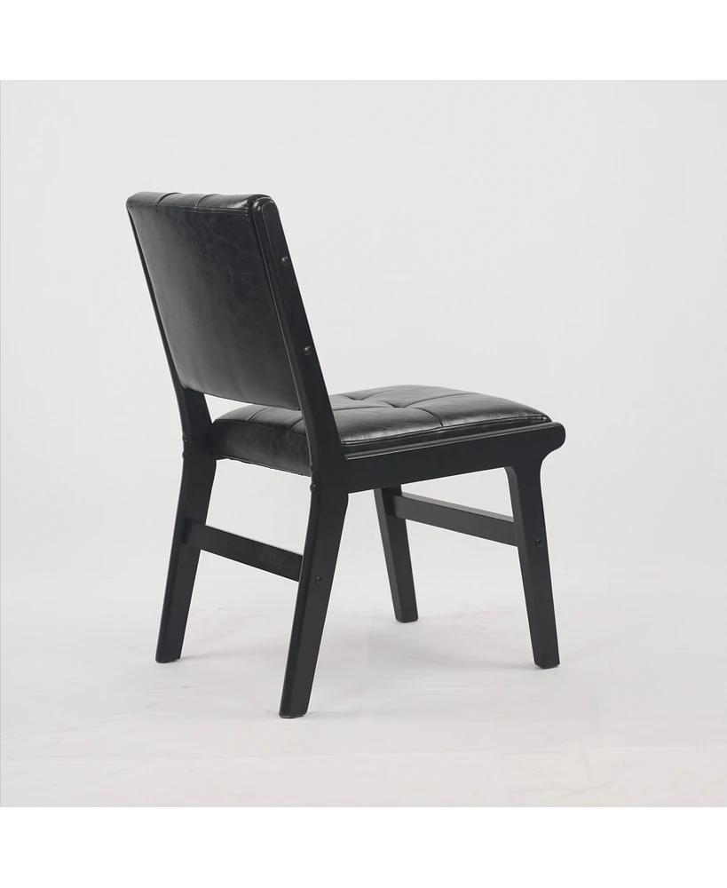 Pu dining chair, no armrest with wooden legs, suitable for kitchen, dining room, living room, bedroom and other occasions, set of 2