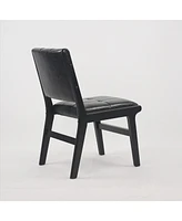 Pu dining chair, no armrest with wooden legs, suitable for kitchen, dining room, living room, bedroom and other occasions, set of 2