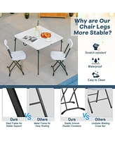 Sugift 2 Pieces Outdoor Folding Chair Set with Sturdy Frame and Ergonomic Backrest-White