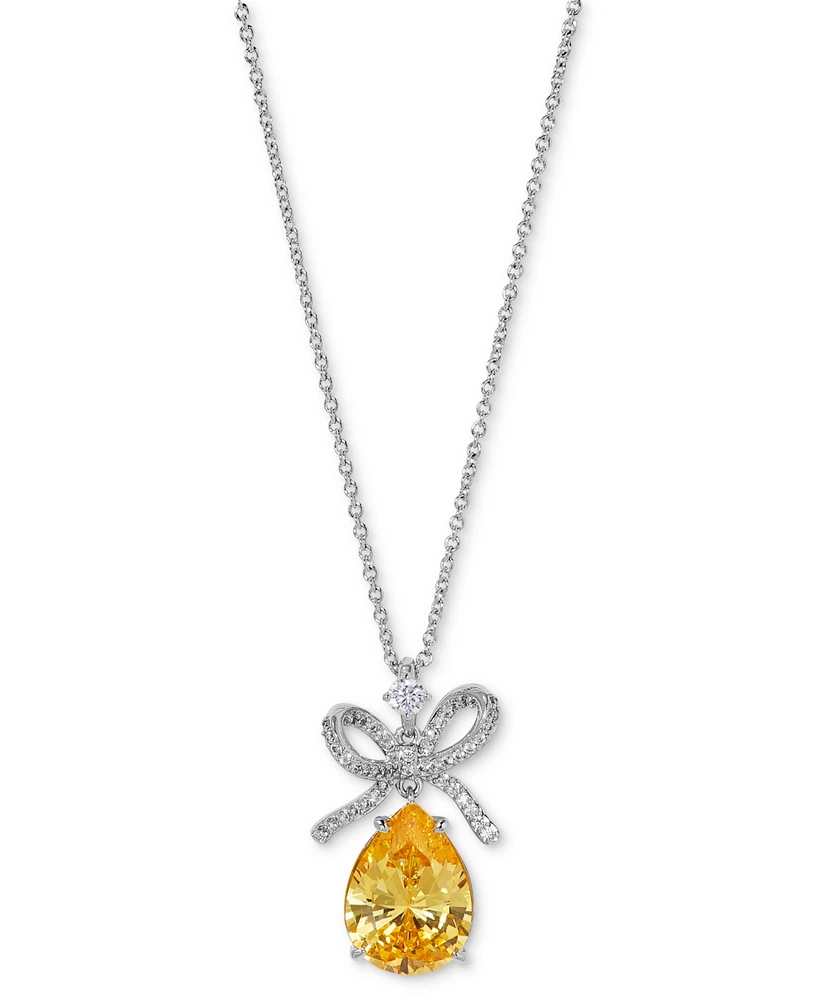 Eliot Danori Cubic Zirconia Bow Drop Pendant Necklace, 16" + 2" extender