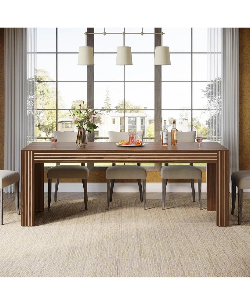 Tribesigns Farmhouse Dining Table for 6-8 People, 78.7-Inch Rectangular Wood Dining Table, Rustic Kitchen Table with Heavy Duty Wood Legs for Dining R