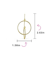 Bling Jewelry Minimalist Geometric Round Thin One Two Open Interlocking Circle Dangle Earrings .925 Sterling Silver 2.5 Inch Diameter