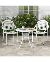 2 Pcs Patio Cast Aluminum Armrest Chairs Dining Stackable Outdoor