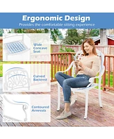 2 Pcs Patio Cast Aluminum Dining Chairs Armrests Outdoor Stackable