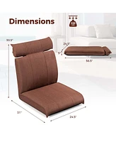 Folding Floor Chair with 14-Poistion Adjustable Backrest Adjustable Headrest