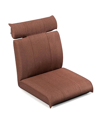 Folding Floor Chair with 14-Poistion Adjustable Backrest Adjustable Headrest