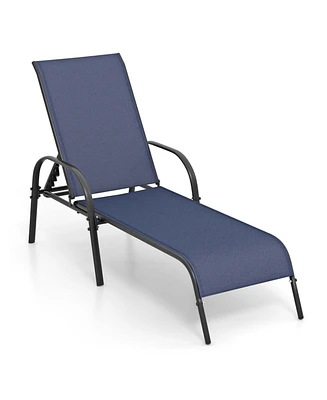 Patio Lounge Chair Chaise Adjustable Reclining Armrest