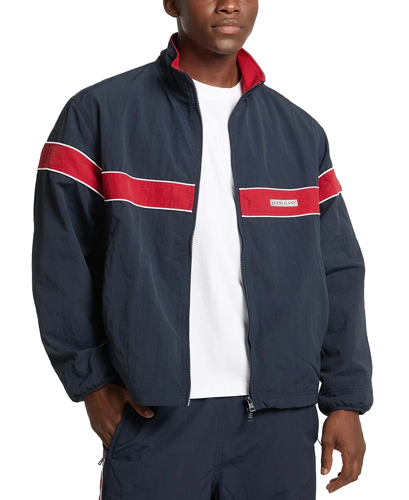 Guess Jeans Men's Long Sleeve Mock Neck Windbreaker Jacket