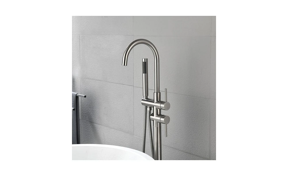 Slickblue Freestanding Bathtub Faucet - High Flow Tub Filler with Handheld Shower and Swivel Spout