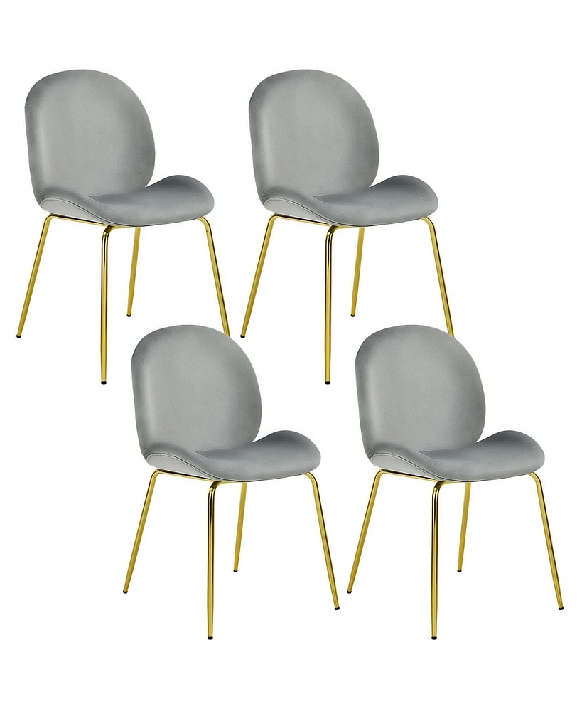 Gymax 4PCS Velvet Dining Chair Accent Leisure Armless Side Green