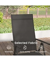 2 Pcs Patio Folding Dining Chair with 7-Level Adjustable High Backrest for Garden