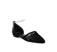 Shrami Pearl & Rhinestone Strap Flat Sandals