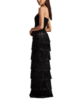Tadashi Shoji Women's Shania Sequin Velvet Fringe Gown