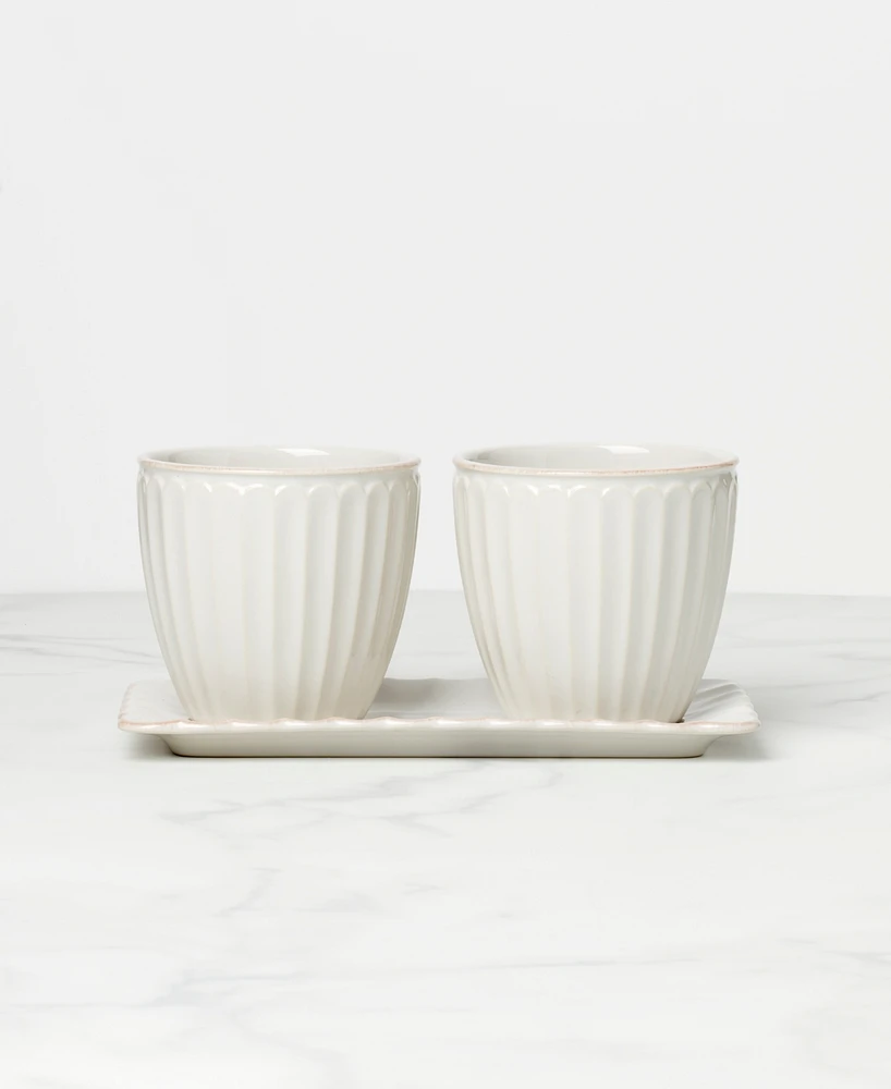 Lenox French Perle Scallop Herb Pots Tray Set