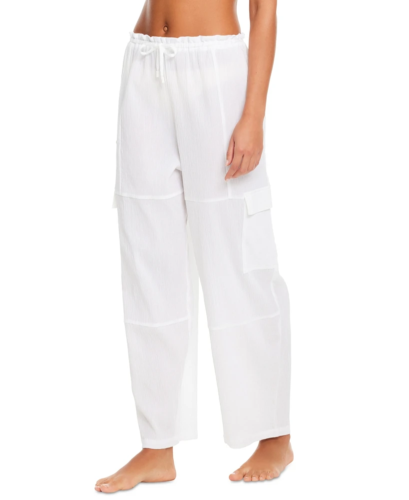 Sanctuary Women's Coastal Covers Crinkle Cotton Baggy Barrel Cargo Pants