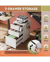 3-Drawer Rolling File Cabinet with Lock, Wood Under Desk Filing Cabinet for Home Office, Fits Letter/Legal/A4 Size, White
