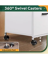 2 Drawer Locking File Cabinet with Charging Station, Rolling Printer Stand with Open Storage Shelf, Lateral Filing Cabinet fit A4/Letter Size for Home